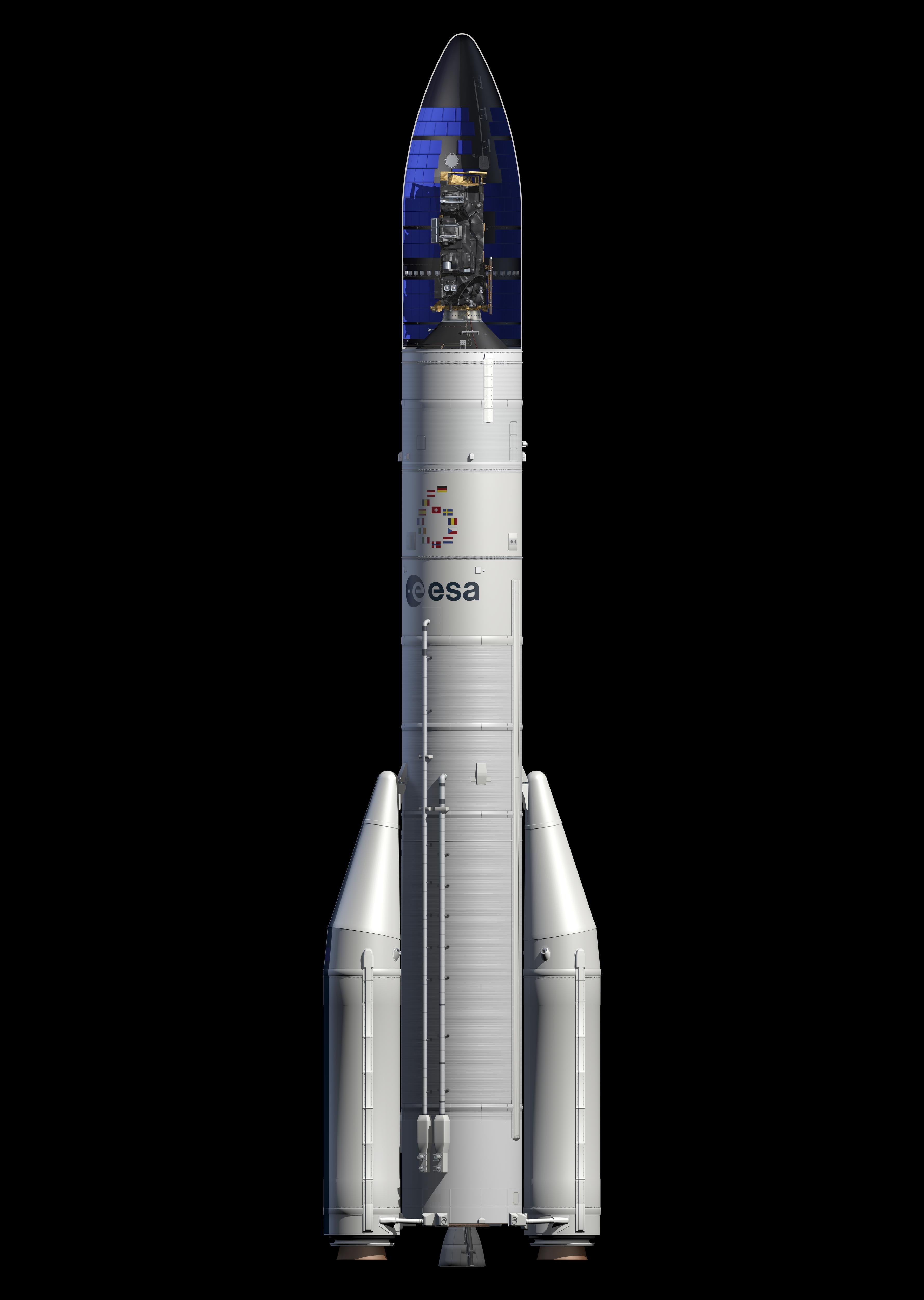 Satelliitti Arianen nokassa (piirros)