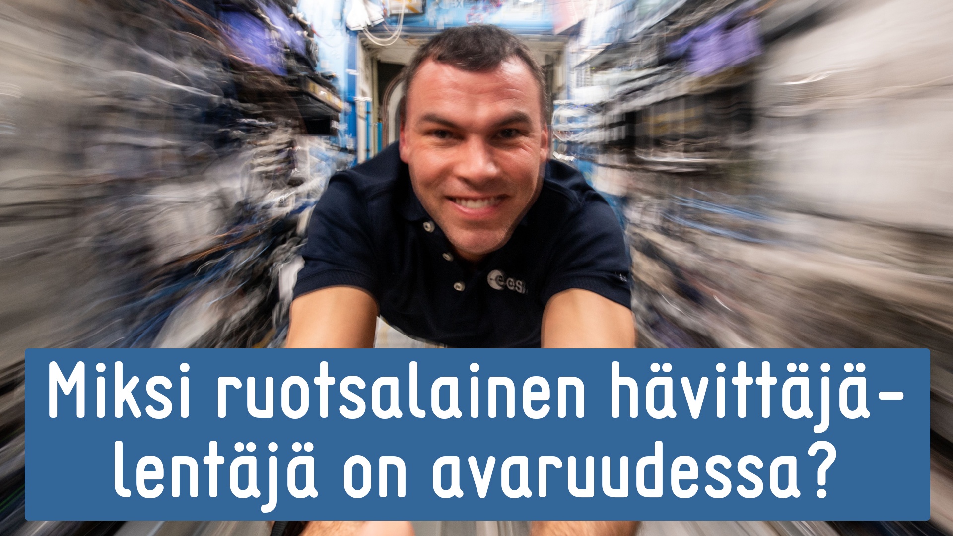 Videon otsikkokuvassa Marcus Wandt kiitää avaruusaseman sisällä