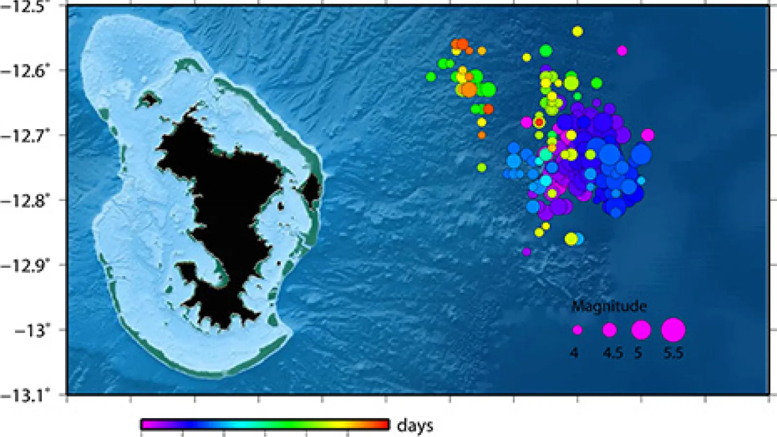 Mayotte-saari ja täristyspaikat