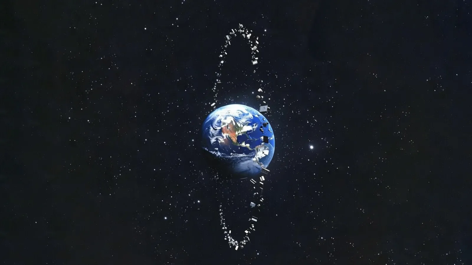 Tekoälyllä tehty huimasti liioiteltu kuva satelliiteista Maan ympärillä