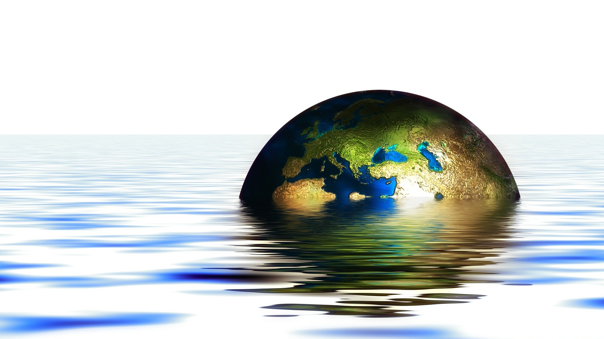 Kuvituskuva maapallosta vedessä