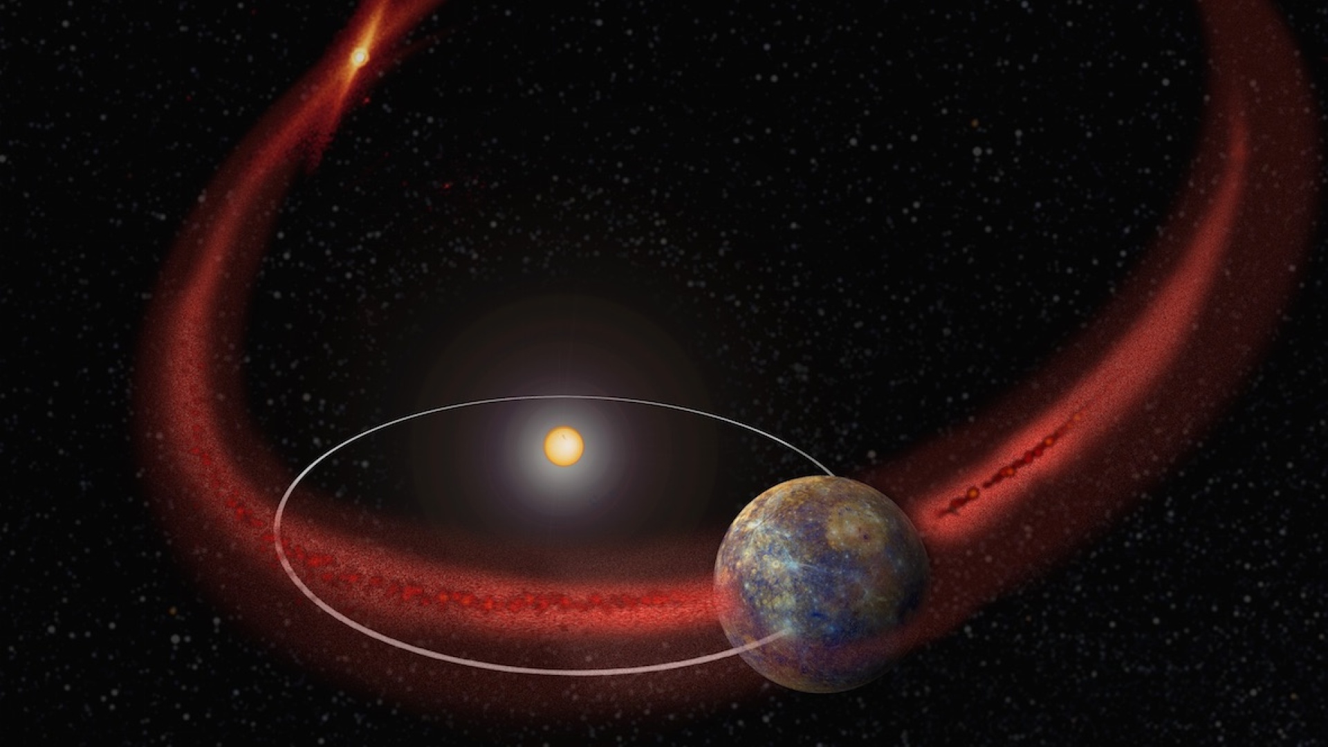 Merkurius ja Encken komeetan pölyvana