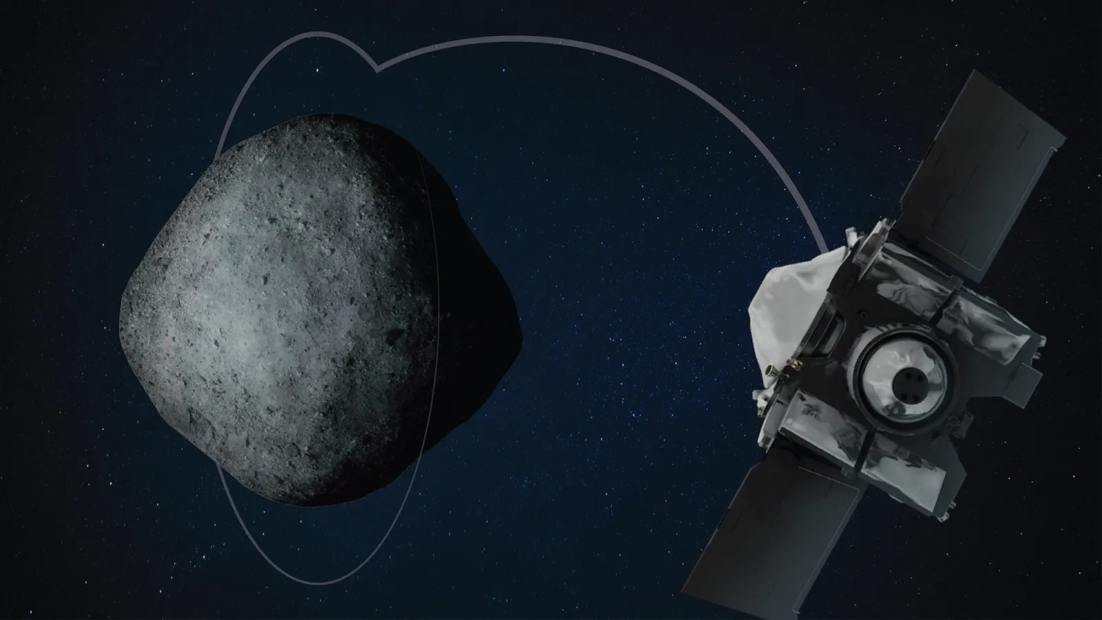 OSIRIS-REx ja Bennu. Kuva: Arizonan yliopisto