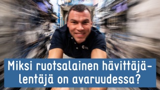 Videon otsikkokuvassa Marcus Wandt kiitää avaruusaseman sisällä