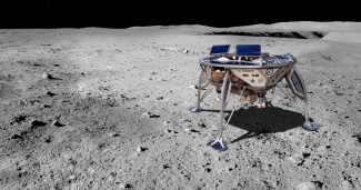 Piirros Beresheet-laskeutujasta Kuussa. Kuva: SpaceIL