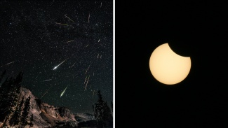 Meteoreja taivaalla ja osittainen auringonpimennys. Kuvat: David Kingham ja Victor R Ruiz..
