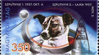 Laika-koira unkarilaisessa postimerkissä