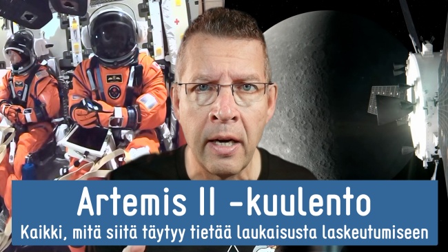 Videon otsikkokuvassa astronautit, Jari Mäkinen ja Kuu