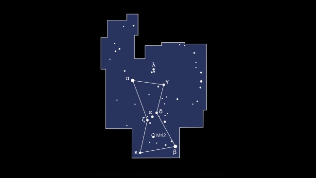 Orionin tähdistö. Karttapiirros: Markus Hotakainen